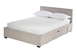 Hygena Lavendon Double 2 Drawer Fabric Bed Frame - Latte
